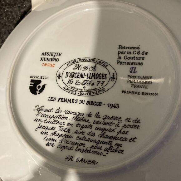 Darcelau‎ & Fils Porcelain Plate Limoges France 1978 - Picture 6 of 8
